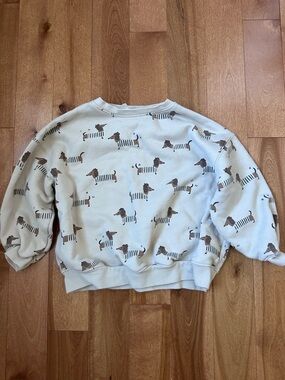 Rylee + Cru Cream Fleece-Lined Sweatshirt with Dog Print
